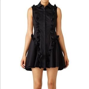 ALEXIS Black Huxley Mini Ruffle Sleeveless Dress MEDIUM